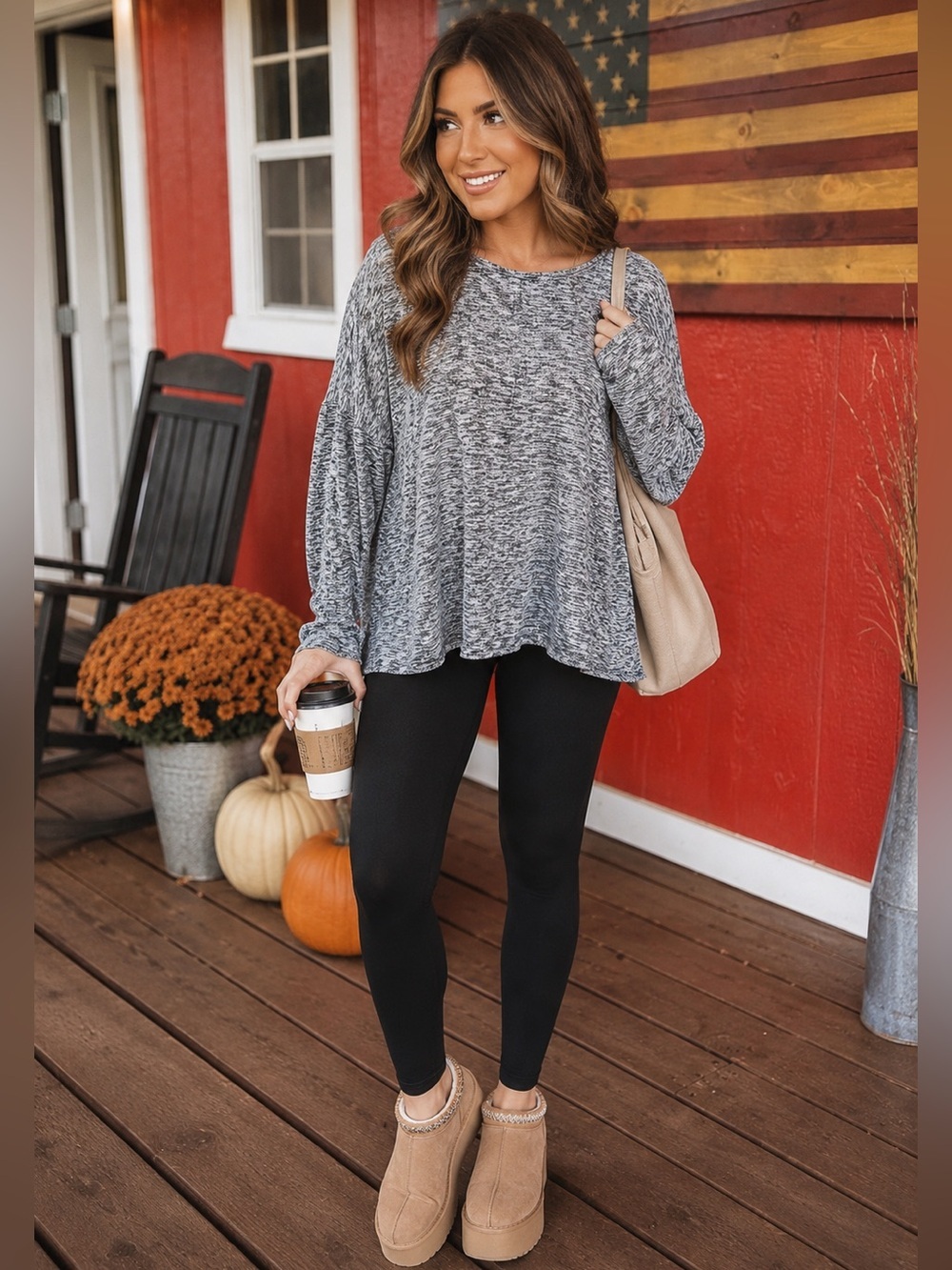 Gray Marled Oversized Lightweight Knit Sweater Top | Cozy Slouchy